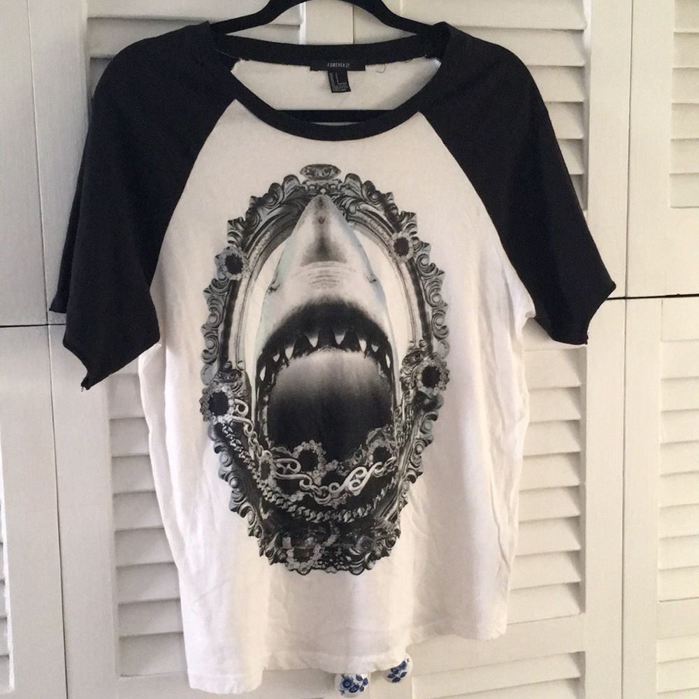 Shark baseball tee